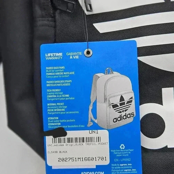 ADIDAS Black Trefoil Backpack - Picture 2 of 9